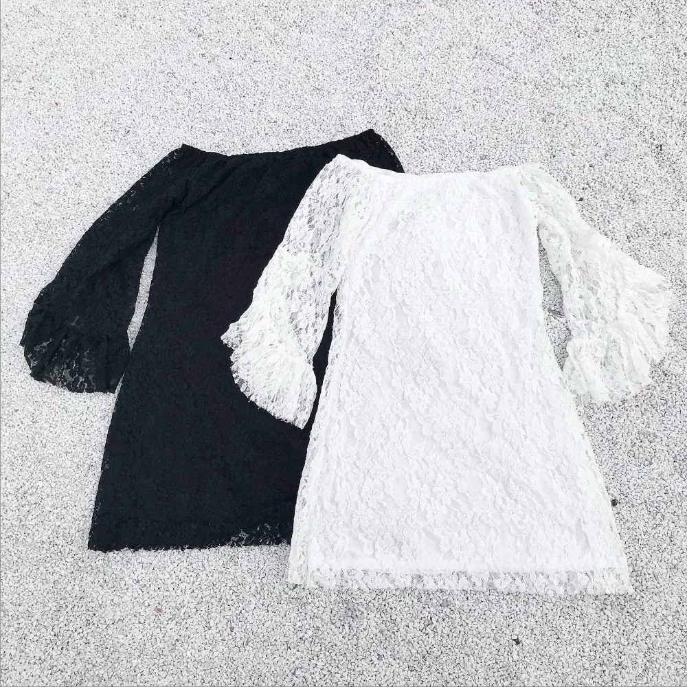 

Sexy Off the Shoulder summer dresswomen befree White Slash neck Lace bodycon dress Midi fashion Party dresses elegant vestido