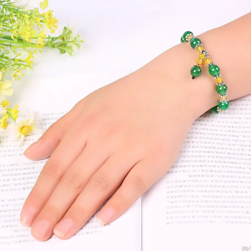 

100% Natural Yellow / Jadeite Beads Elastic Line Bracelet With certificate new