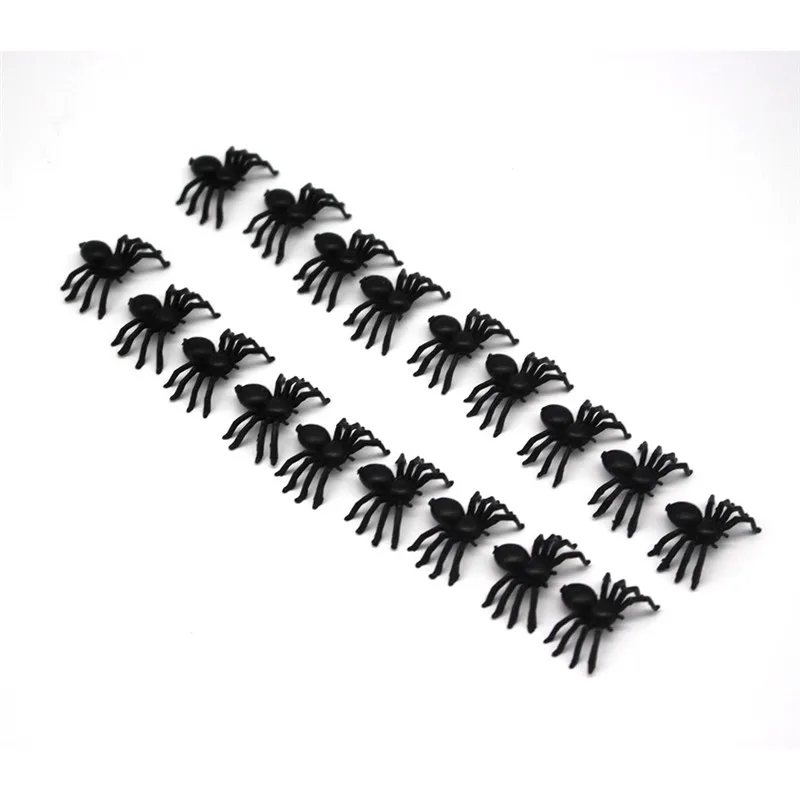 

50PCS Plastic Black Spider Trick Toy Halloween Haunted House Prop Decorations Christmas Children's Day Gift