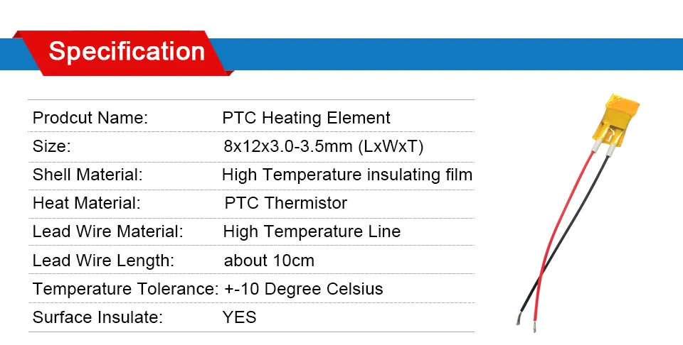 LJXH 2 шт. 220V элемент 8x12x3. 0-3,5 мм термостат изолирующая пленка PTC нагревательный элемент 70/150/270 градусов мощность 2-5 Вт/для детей от 3 до 8 лет W/5-10 Вт