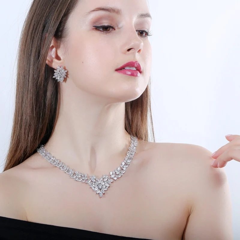 CWWZircons/суперроскошные свадебные украшения из белого золота с фианитами в