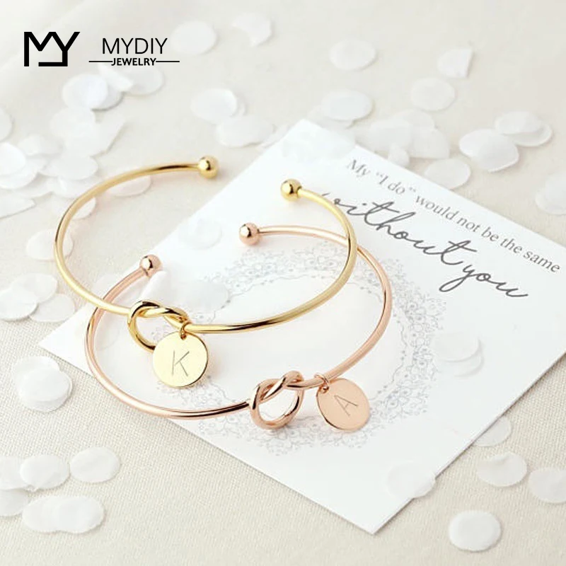 Hot pink gold / silver charm bracelet Initial Knot Bracelet female personality jewelry New fashion women men lovers bracelet retro feather inlaid male and female personality women and men opening bracelet hand bracelet thai silver unisex bracelet