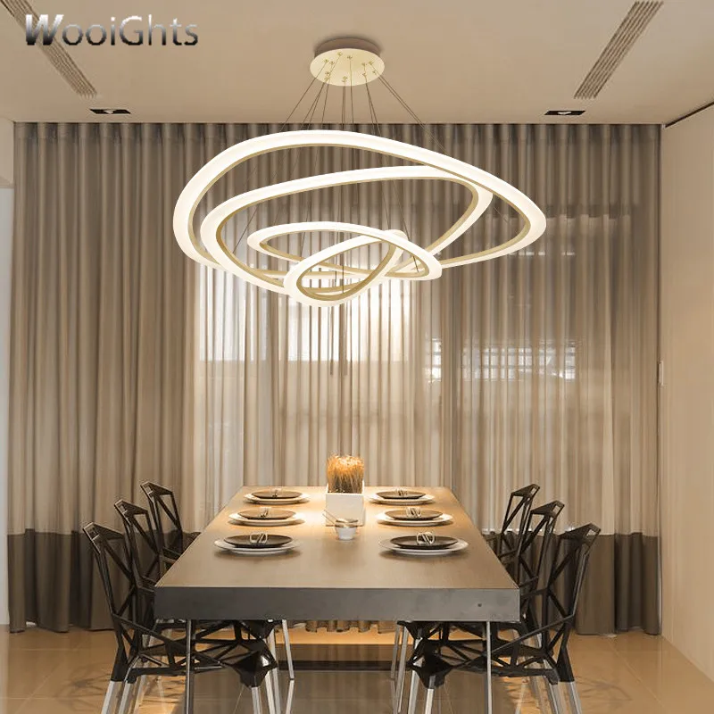 Wooights Circel Rings Modern led ceiling Chandelier lights for living room Dining Room White Dec AC85-265V Ceiling | Лампы и освещение
