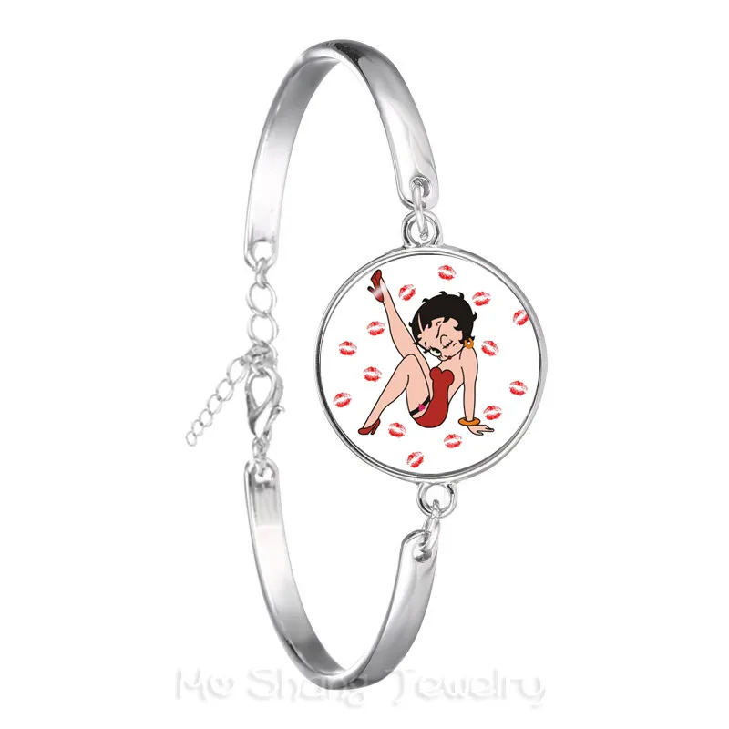 Новое Трендовое платье Betty Boop 18 мм стеклянный браслет из кабошона Harajuku стильная