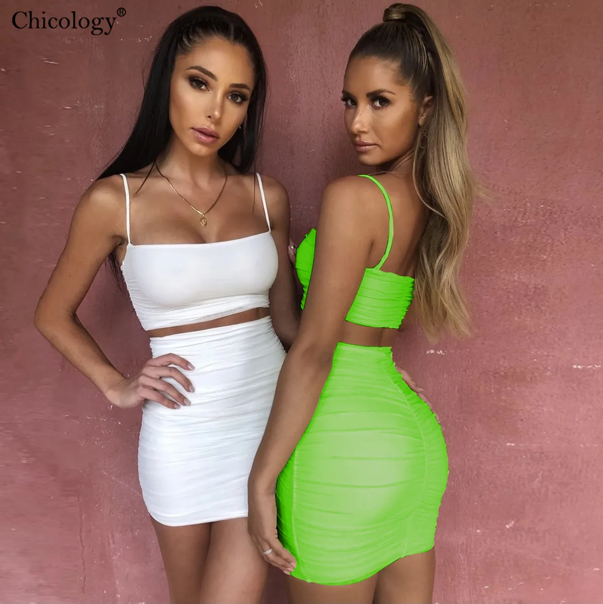 Женский укороченный топ Chicology мини-юбка с высокой талией комплект из 2 предметов