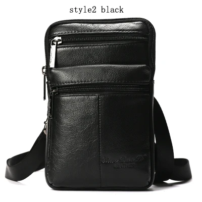 style2 black Золотые коралловые сумки-мессенджеры из натуральной кожи для мужчин сумка на плечо мужские дорожные поясные сумки Fanny комплект для мобильного телефона сумка сумки - Цвет: style2 black