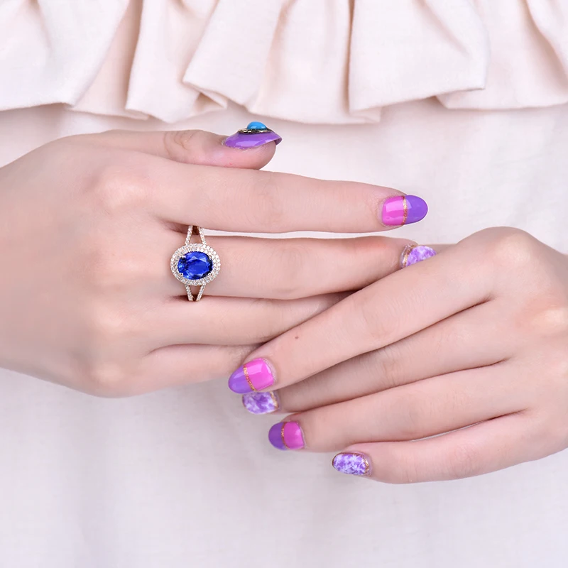 Женское кольцо LOVERJEWELRY из натурального танзанита очаровательное розового золота