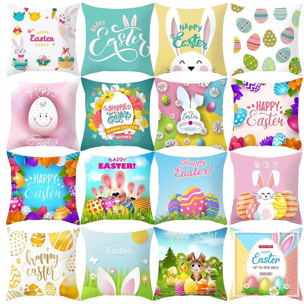 Наволочка с принтом пасхального кролика Полиэстеровая наволочка для дивана и