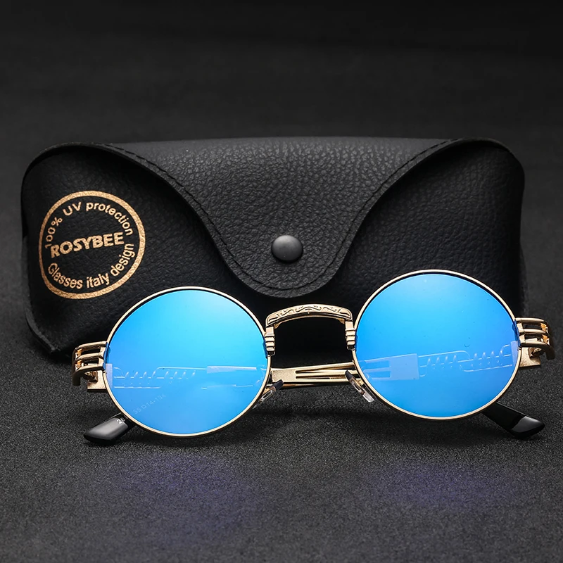 Поляризованные металлические круглые солнцезащитные очки в стиле стимпанк для