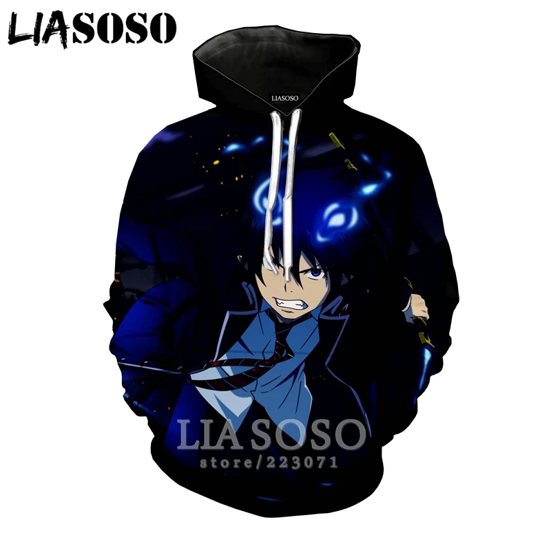 LIASOSO новинка зимы 2019 Мужская и Женская толстовка с 3D принтом аниме синий