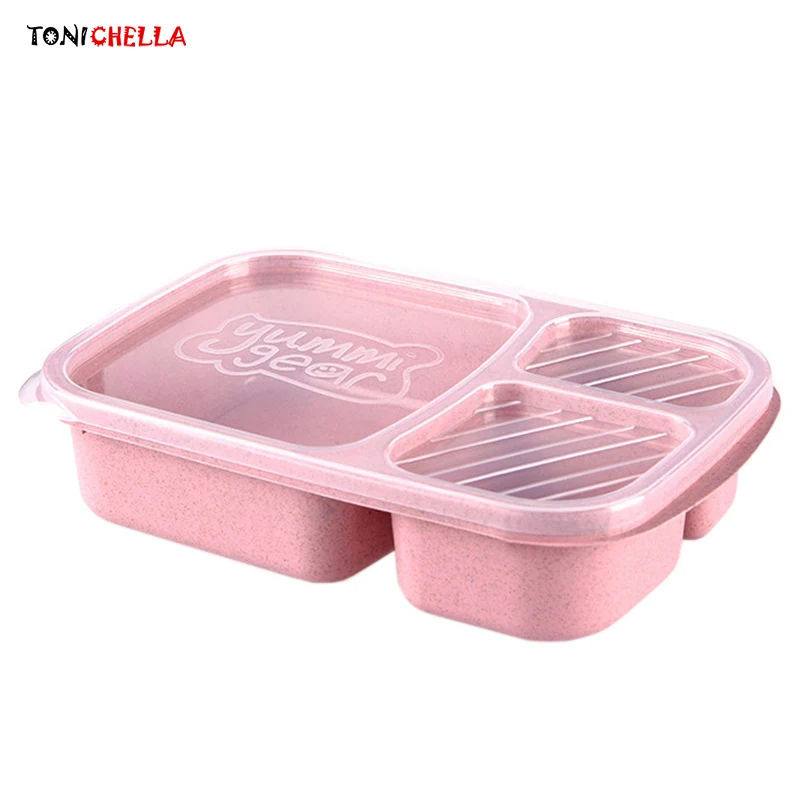 

Children Separated Food Container Kids Feeding Tableware Baby Dinnerware Tray Infant Wheat Straw Bowls Meal Plates T0546