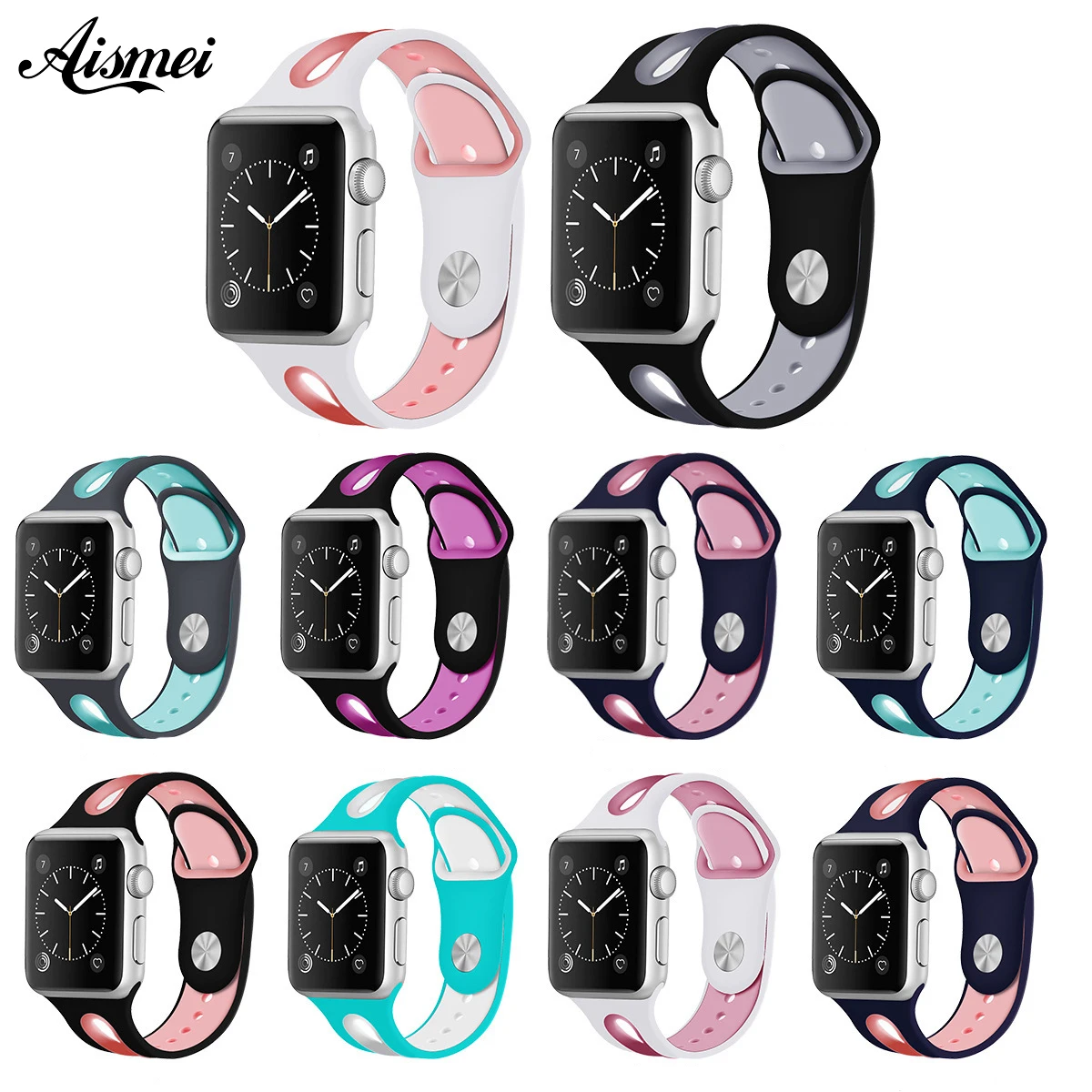 

New Watch Bands for Apple Watches Women Men Soft Silicone loop Band for iwatch 38mm 42mm Sports watchband Series 3 2 1 Strap