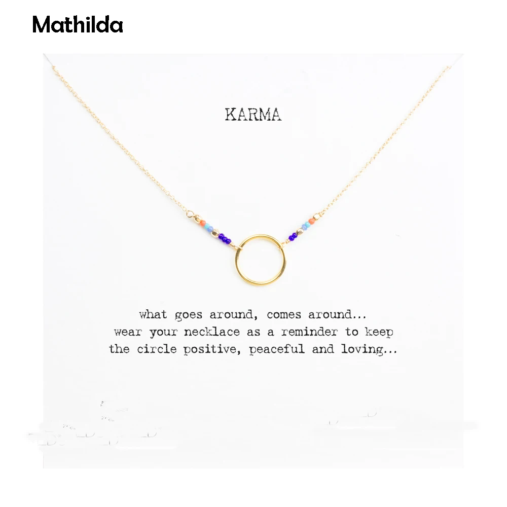 Лидер продаж разноцветное ожерелье из бусин Karma золотое с кулоном массивное до