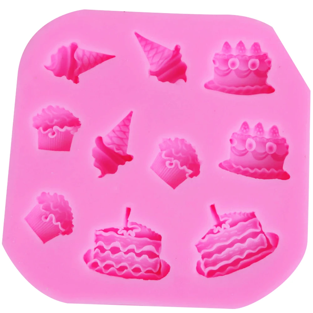 M084 3D Ice Cream 1pcs Silicone Mold for UV Resin Gumpaste Surgarcraft Icing Handmade Tool Epoxy Fondant Chocolate Moulds | Дом и сад