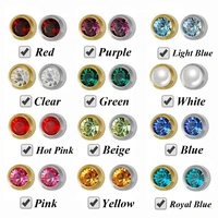 2pairs sterile packed birthstone ear stud piercing gun mixed silver color gold color push back earrings piercing safe for baby