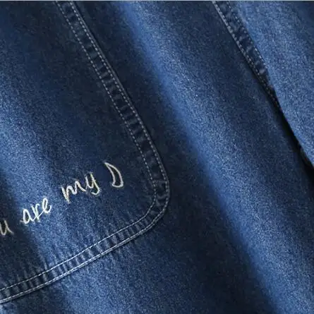 Осенние милые джинсовые шаровары с вышитыми буквами и большими карманами