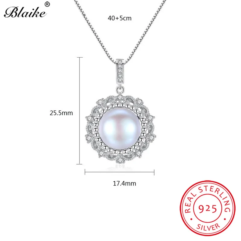 Blaike винтажные круглые жемчужные подвески 100% чистое серебро S925 пробы циркон