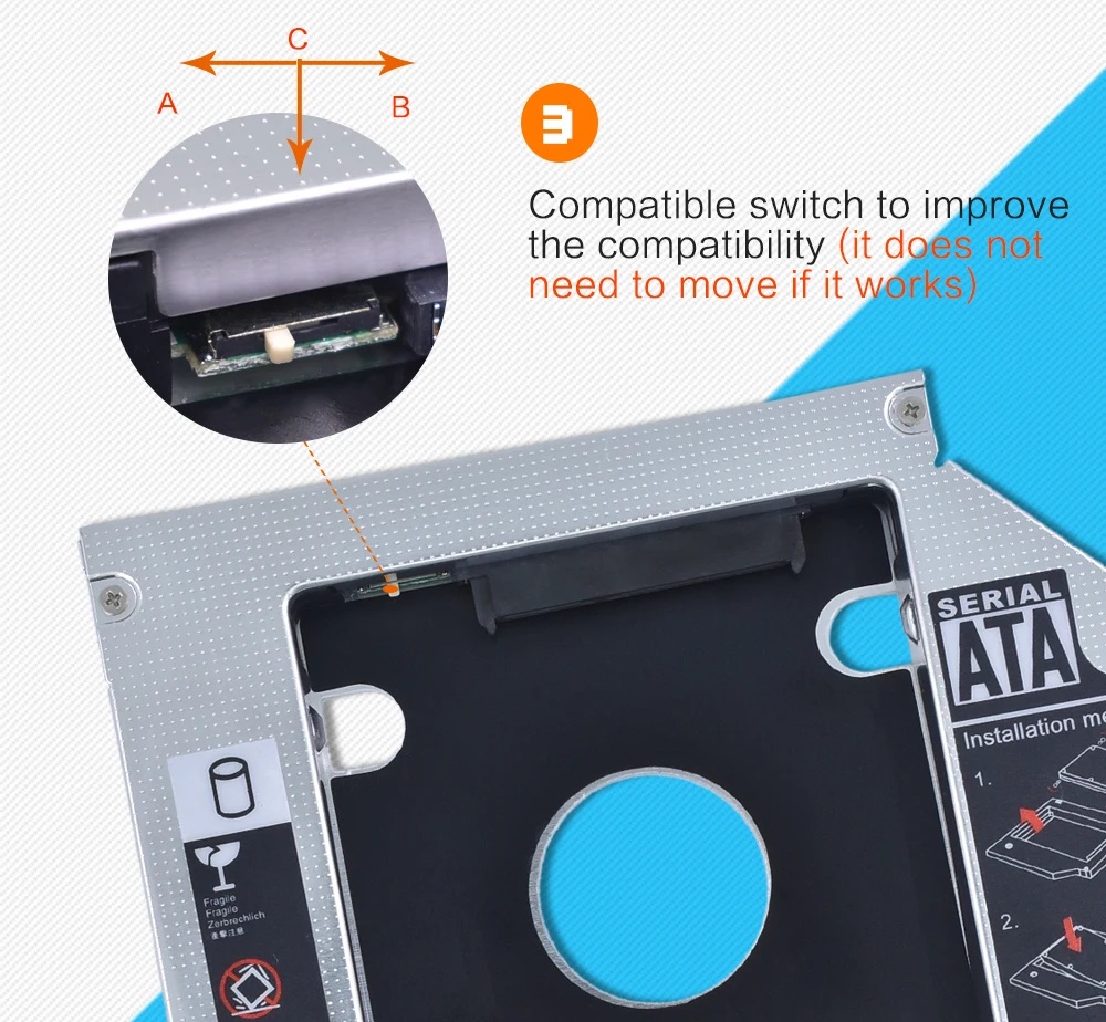 TISHRIC для IBM для lenovo ThinkPad T510 T520 T530 T420 T430 алюминиевый 12,7 мм 2nd HDD Caddy SATA 3,0 2," SSD чехол Корпус