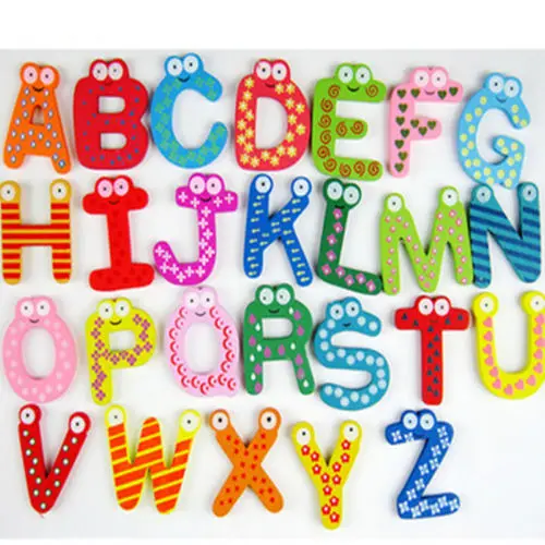 

Brand New 2018 pudcoco Newest Arrivals 26PCS Wooden Alphabet Fridge Magnet Educational Study Toy For Children Kids