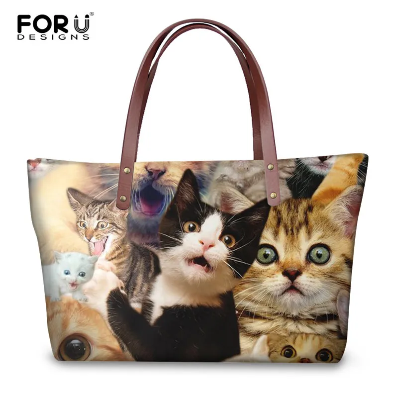 FORUDESIGNS/3D селфи рисунком кота и собаки Женская сумка премиум класса