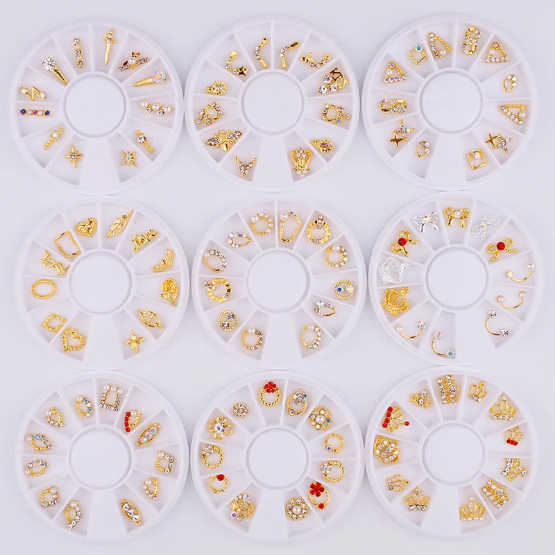 1 колесо приблизительные бусины/шпильки/заклепки для дизайна ногтей|Стразы и