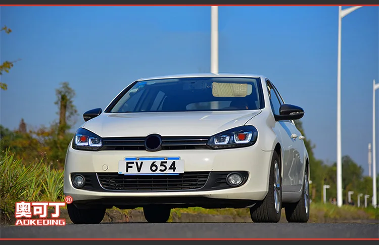 АКД стайлинга автомобилей Фара для VW Golf 6 фары 2012 Golf6 mk6 светодиодный круглая фара-ореол светодиодный DRL Bi Xenon объектива парковки противотуманная фара