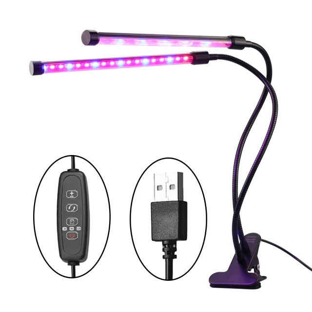 18W RAYWAY USB СВЕТОДИОДНЫЙ светильник в виде цветов, 5 в постоянного тока, красный, синий, фитолампа, полный спектр, светодиодный светильник для выращивания, лампа с таймером, режимы, зажим, гибкая гусиная шея - Испускаемый цвет: 18W