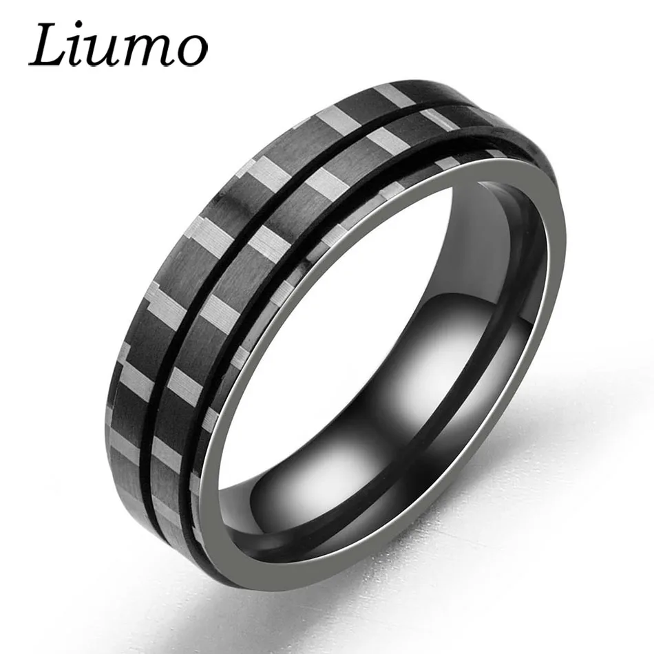Мужское кольцо Liumo Lr662 вращающаяся блесна из нержавеющей стали с белыми и черными