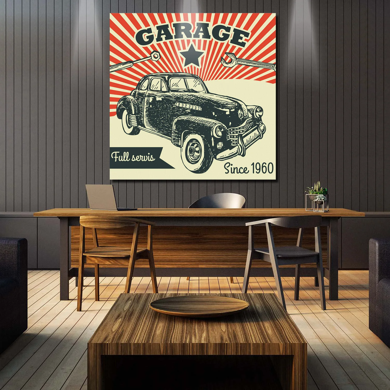 ArtStore старомодный плакат с изображением автомобиля картина маслом Сплит Панель