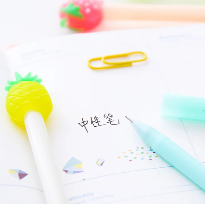 4 шт./компл. Kawaii фруктовая гелевая ручка Милая канцелярские товары для школы