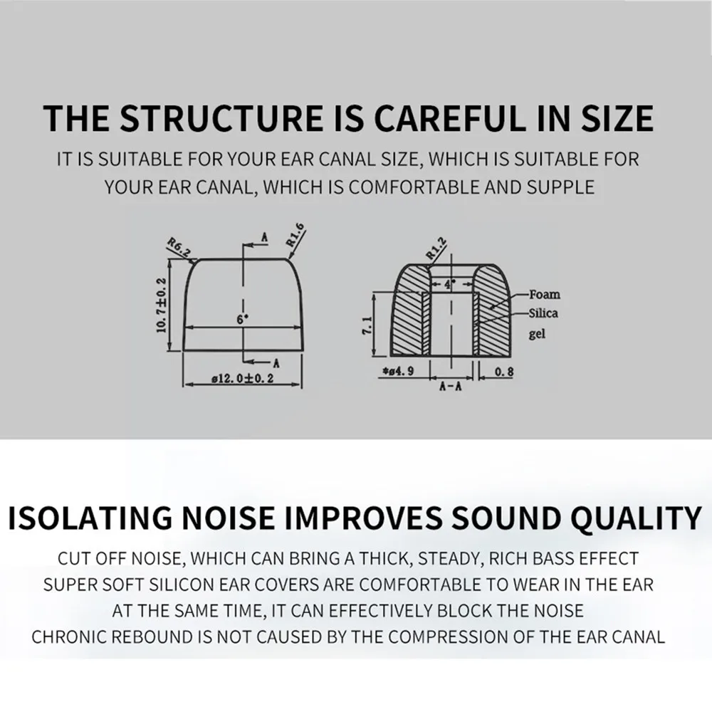 New QKZ T400 2pcs Earphone Tips Memory Foam For All in Ear Headphones sport headphone gaming headsets fone de ouvido
