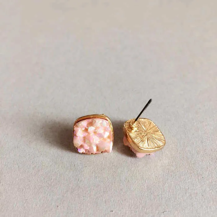 Квадратные маленькие серьги Druzy для женщин, большое количество ювелирных изделий, тренд