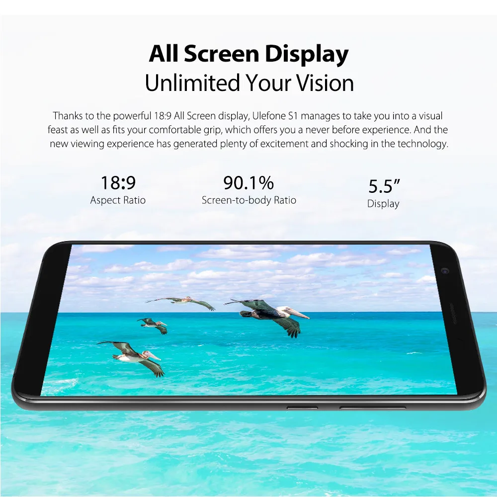 Ulefone S1 смартфон с четырёхъядерным процессором MT6580 ОЗУ 1 ГБ ПЗУ 8 5 5-дюймовым