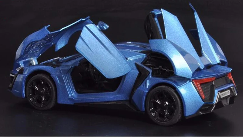 Модель автомобиля из сплава под давлением в масштабе 1/32 игрушки синяя Lykan Hypersport