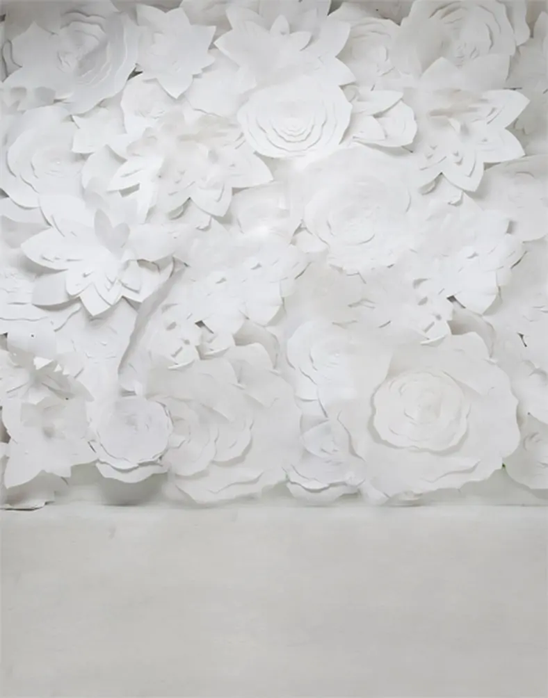 

5x7ft White Paper Flowers Photography Backdrops Photo Props Studio Background