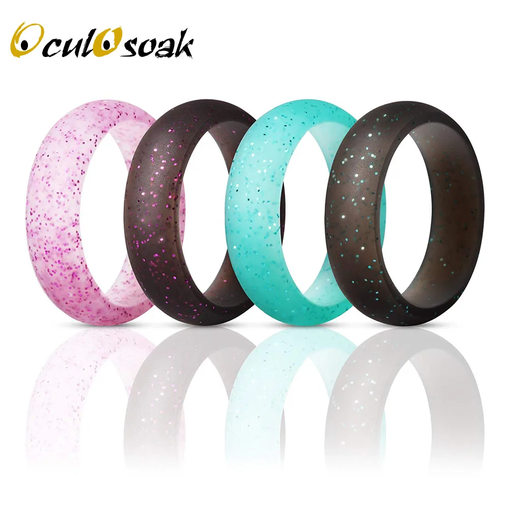 

New 4pcs/set 4-10 Size Food Grade FDA Silicone Finger Ring Hypoallergenic Crossfit Flexible Rubber Rings For Women Wedding Gift