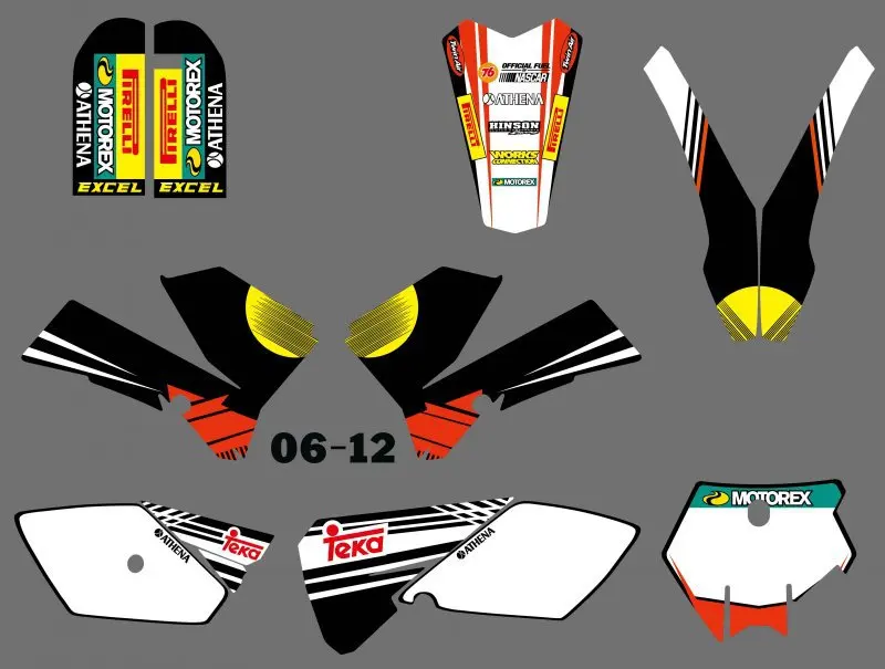 Новый (0387Sun) Набор стикеров для паровой графики и фона подходит KTM 85 SX 2006 2007 2008 2009 2010