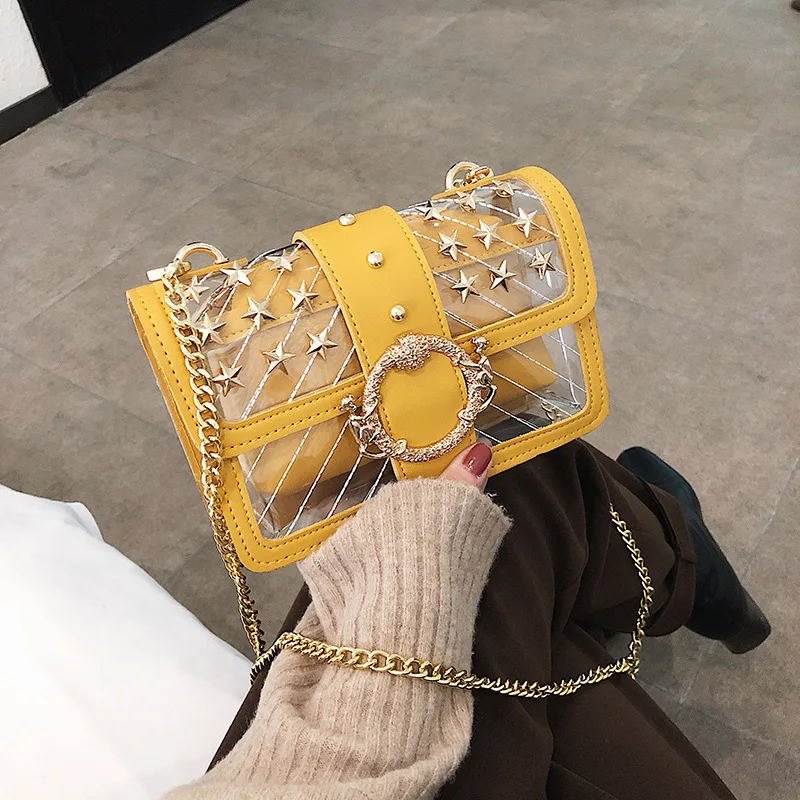 Женская прозрачная сумка через плечо роскошная дизайнерская из ПВХ лето 2019|Сумки