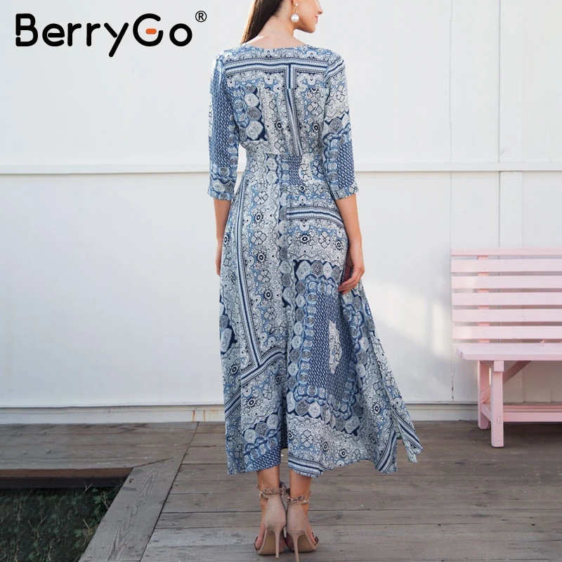 BerryGo кисточка до печати летнее платье удлиненный полурукав повседневные женское
