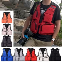mens fishing vests multi pocket solid color sleeveless mesh waistcoat for outdoor sports hiking camping hunting