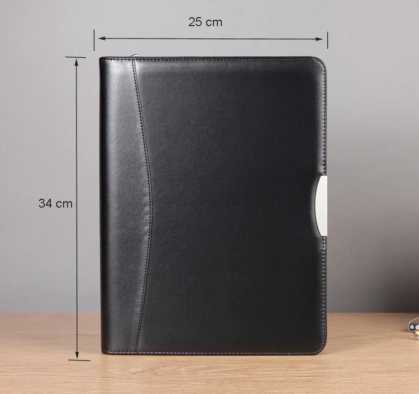 A4 кожаная папка для файлов портфель на молнии портфель A4 padfolio бизнес сумка менеджера кольцо связывающее с металлическим декоративным листом 448A
