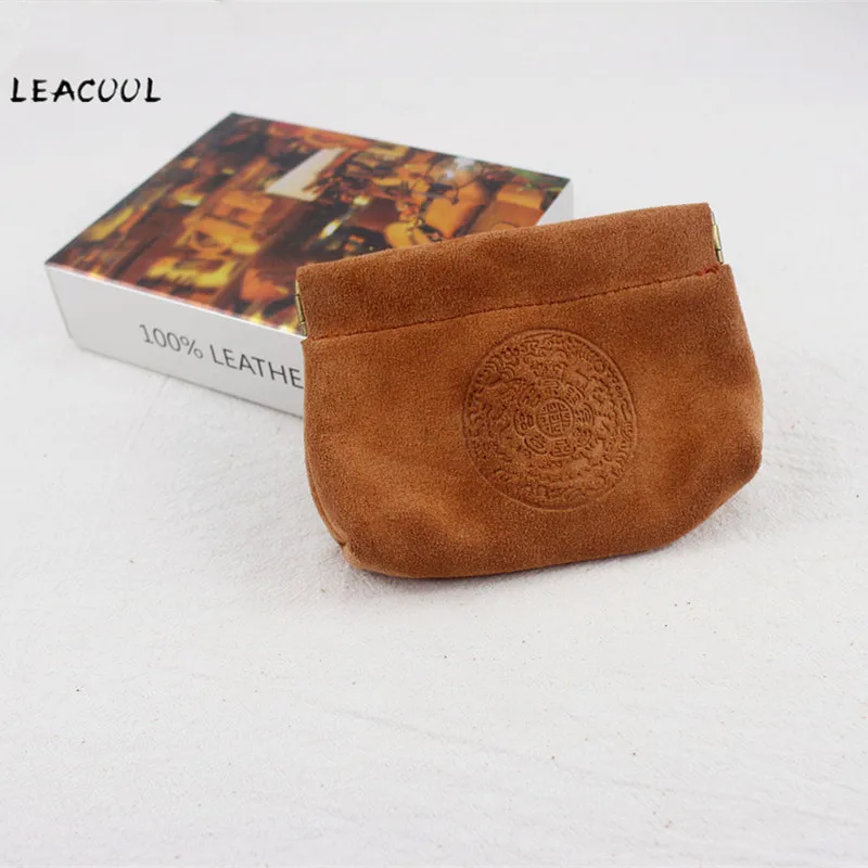 LEACOOL спилок кожа недорогой кошелек для мелочи автоматическая весна Монета Сумка