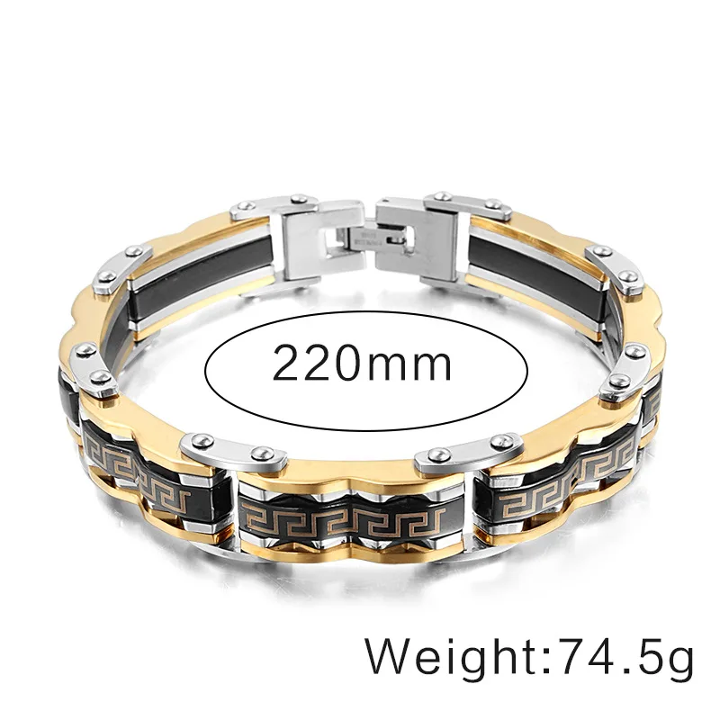 Beautiful men's bracelet fashion Great Wall pattern stainless steel for men black plated jewelry gift | Украшения и