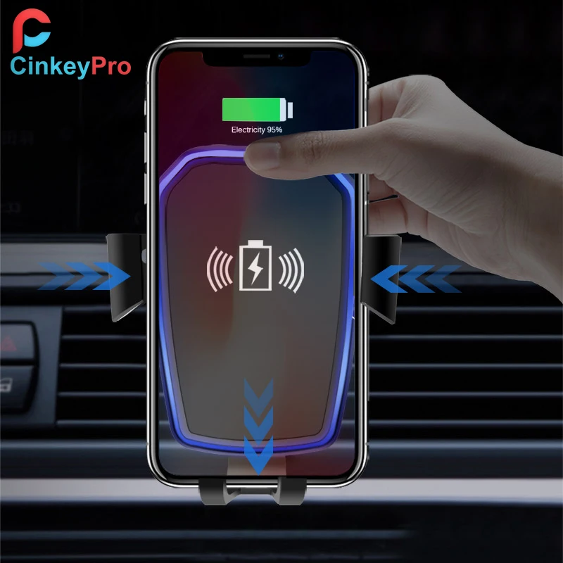 Беспроводное Автомобильное зарядное устройство CinkeyPro для iPhone X 8 XS Samsung XiaoMi USB