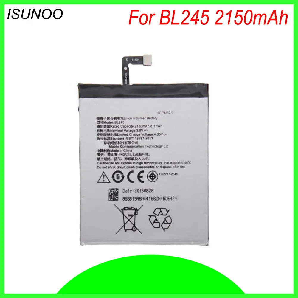 Аккумулятор ISUNOO BL 245 аккумулятор 2150 мАч для телефона Lenovo S60 S60T S60W с бесплатным