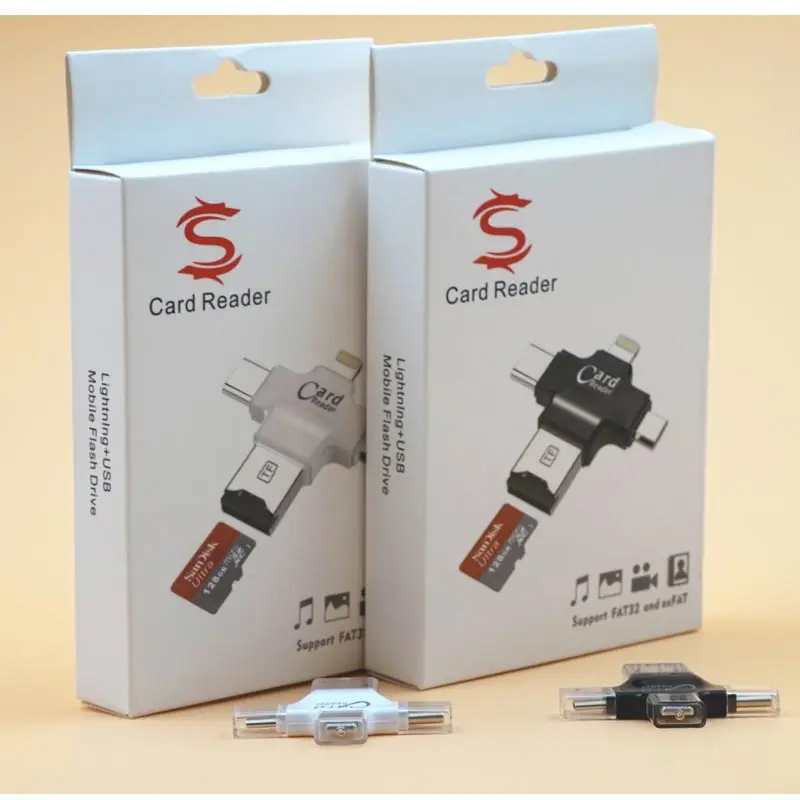 Ingelon 4 в 1 SD кард-ридер usb-C Micro USB MicroSD type C для ipad/iphone 7plus 6s5s MacBook OTG TF ридер sd для cf адаптер