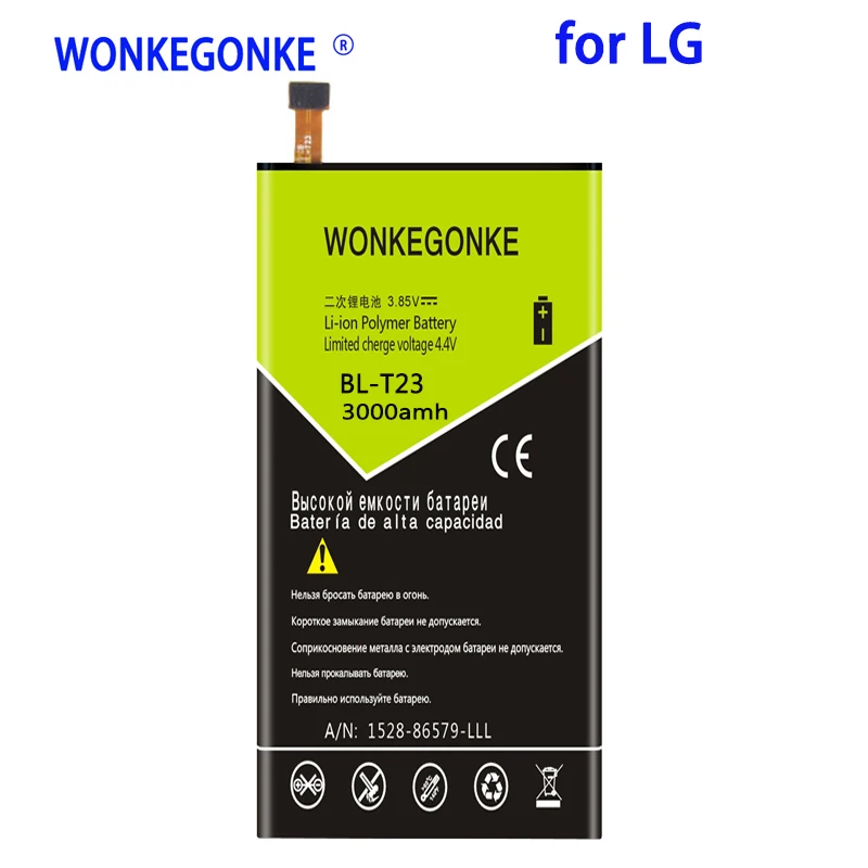 

WONKEGONKE 3000 мАч BL-T23 батарея для LG X Cam X-Cam F690 K580DS K580 K580Y батареи для мобильного телефона Bateria