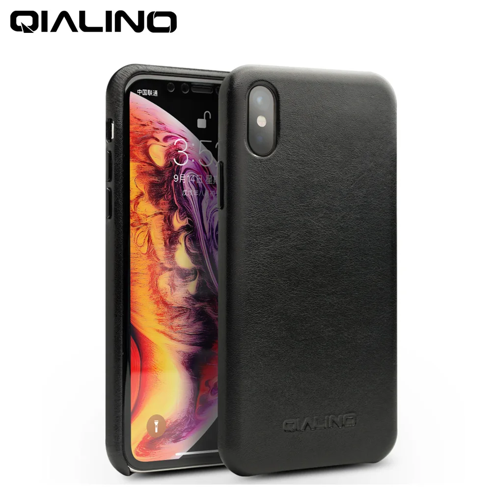 Чехол QIALINO из натуральной кожи для Apple iPhone X/XS/XR роскошный Ультратонкий чехол