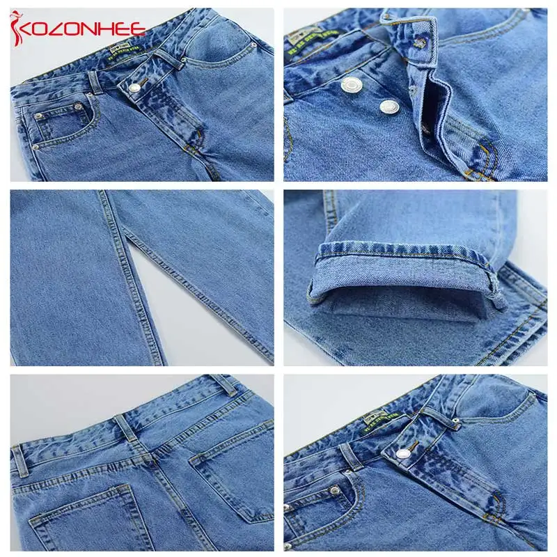 Свободные женские джинсы с высокой талией прямые джинсовые брюки бойфренд