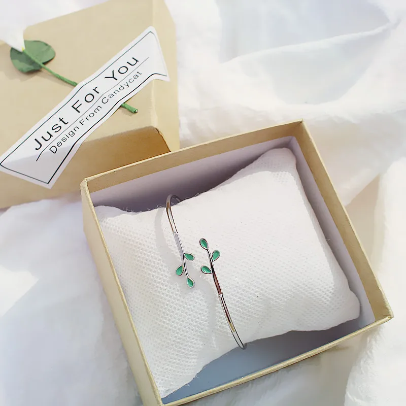 2019 простой модный серебряный браслет с листьями дерева женский подвесками и